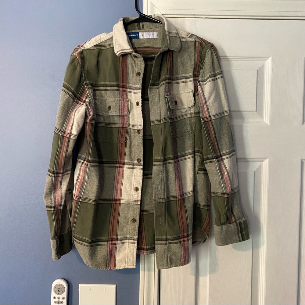 Old Navy Olive and Beige Flannel